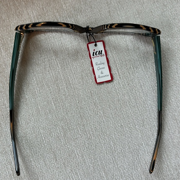 ICU EYEWEAR READING GLASSES 1.75 NWT TIGER EYE BLACK AND GREEN - Picture 7 of 9
